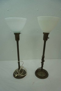 Vintage Torchiere Style Table Lamp. Bronze Base & Milk Glass Shade