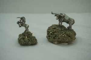 vintage pewter collectible figurines mounted on fools gold