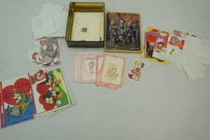 Vintage Hummel Tin with Vintage Cards and Stationary