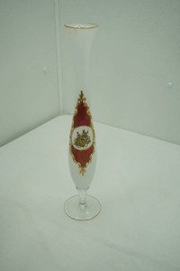 vintage white glass fluted bud vase 15 tall
