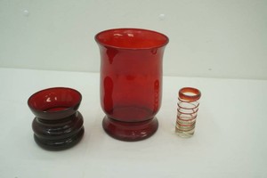 Vintage Red Glass Vases Hand Blown clear & red glass shot glass