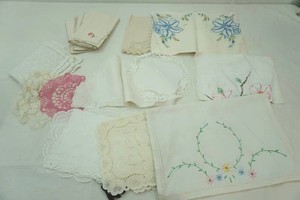vintage doilies, embroidered napkins, lace and more