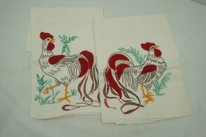 vintage rooster flour sack towels