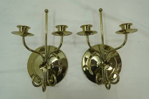 Pair of Vintage Hollywood Regency Polished Brass