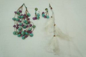 Jewelry Lot Necklace, Earrings, Feather Clip