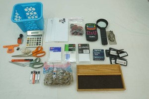 Office Lot Rubber Bands, Calculator, Letter Openers, Magnifying Glass, Desk Drawer Organizer and More