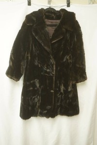 Vintage Brown Aristocrat Tissavel France Genuine Simulated faux Fur Coat