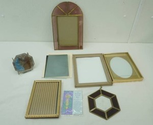 Vintage Amethyst Purple Stained Glass Picture Frames, Window Sun Catchers, Other Frames