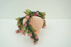 Vintage Pink Ceramic Scallop Shell Planter or Vase