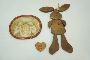 Vintage Cherub Wall Hang & Wooden Dog