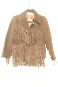 vintage 1960s era Pypsa brown suede leather western fringe jacket size 30