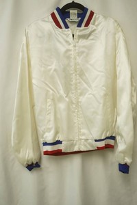 vintage mid 1980s Plymouth Born in AmericaThe Pride is Back promo satin zip front featuring redwhiteblue ribbed trim and the classic Plymouth star logo