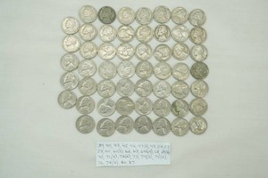 54 US Nickles dating from 1939 to 1987