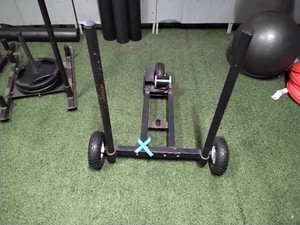 Push Sled Prowler Style 3 Wheel Pneumatic Tires Weight Post Training Sled