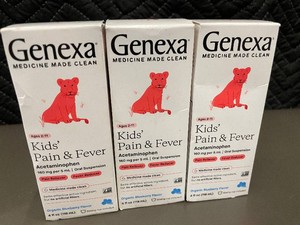 L3 - Genexa Kids Pain & Fever Acetaminophen 160 mg5 mL - 4 oz - Blueberry - Ages 2-11 - 3-Pack
