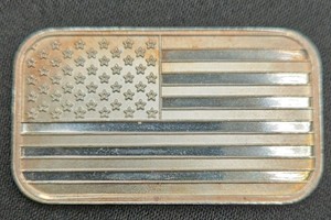1 Troy Oz .999 Fine Silver American Flag Bullion Bar