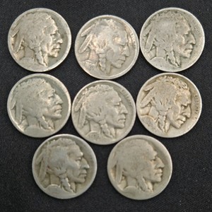 Lot of 8 Buffalo Nickels  U.S. Indian Head 5 Cent Coins