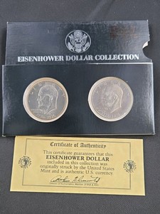 Lot of 2 1776-1976 Eisenhower Bicentennial Dollars  Philadelphia & Denver Mint  Morgan Mint Collection