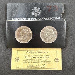 Lot of 2 1973 Eisenhower Dollars  Philadelphia No Mint Mark  Morgan Mint Collection