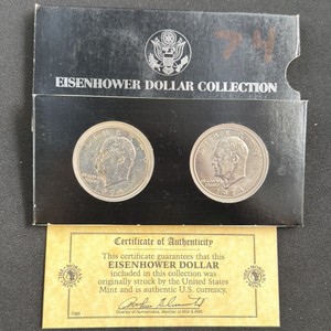 Lot of 2 1974 Eisenhower Dollars  Philadelphia & Denver Mint  Morgan Mint Collection