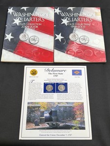 U.S. 50 State Quarters Collection 1999-2008  Philadelphia & Denver Mint  2 Volume Set with Delaware Display Sheet