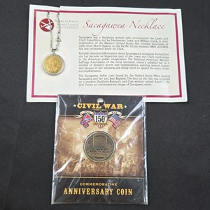 Lot of 2 U.S. History Commemoratives  Sacagawea Necklace & Civil War 150th Anniversary Coin