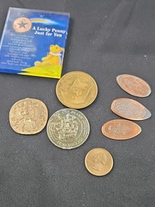 Mixed Novelty Coin & Token Lot  Lucky Penny, Elongated Pennies, Souvenir Tokens & Medals