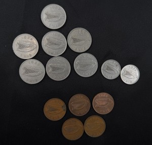 Mixed Ireland Coin Lot  Vintage Irish Harp Coins 1960s-1970s