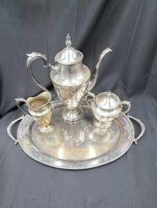 Wm Rogers & Son Guild EPNS Silverplate 4-Piece Coffee Service with 16-Inch Tray