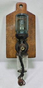 Antique Universal No. 2 Wall Mount Coffee Grinder with Glass Hopper