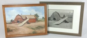 Original Custom Painting from Family Farm Aviation Photograph with Framed Original Photo