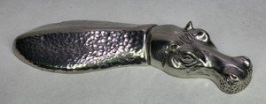 Silver-Tone Hippopotamus Figural Shoe Horn