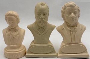 Lot of 3 Classical Composer Busts Beethoven Tchaikovsky Chopin