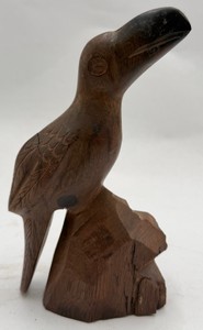 Hand-Carved Wood Pelican Bird Figurine Sculpture