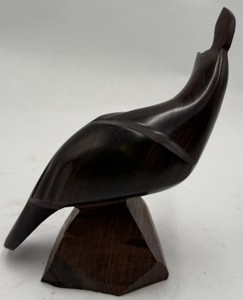 Hand-Carved Dark Wood Long-Beak Bird Figurine Sculpture