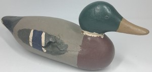 Hand-Carved Painted Wood Mallard Duck Decoy