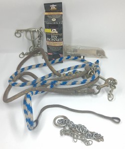 Lot of Horse Tack & Equestrian Supplies Bit Lead Rope Chain Fly Bonnet Girth