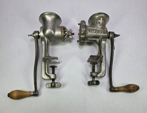 Lot of 2 Vintage Universal No. 2 & Griswold No. 2 Cast Iron Meat Grinders