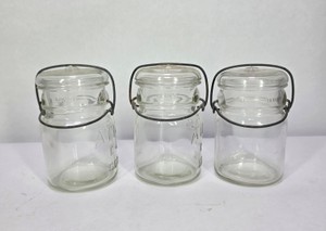 Lot of 3 Vintage Atlas E-Z Seal Glass Canning Jars with Wire Bail Lids
