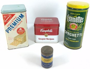 Vintage Advertising Tins Campbells Nabisco Creamettes &amp Sulphur