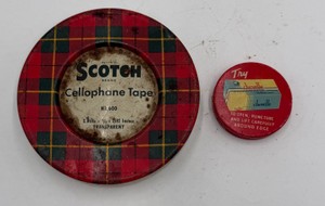 Vintage Advertising Tins Scotch Cellophane Tape &amp Try Needle Tin