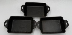 Lot of 3 Lodge Cast Iron Mini Rectangular Serving Pans