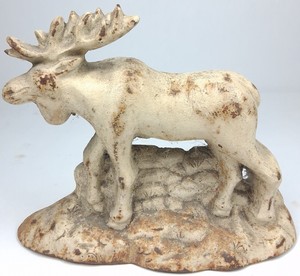 Vintage Cast Iron Moose Figurine Doorstop Wildlife Decor