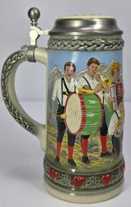 Vintage Gerz German Lidded Beer Stein Traditional Bavarian Musicians 