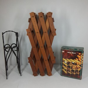 Lot of 3 Wine Racks Wood & Black Metal