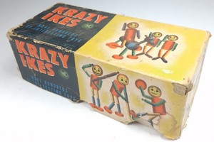 Vintage Krazy Ikes Wooden Construction Figure Toy Set with Original Box & Instructions