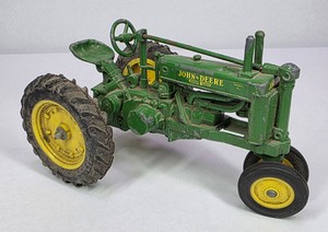 Vintage John Deere Model A Green & Yellow Die-Cast Toy Tractor