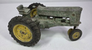 Vintage John Deere Cast Metal Toy Tractor Green & Yellow