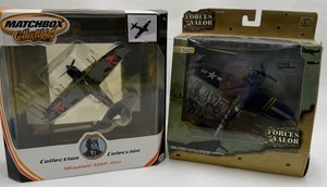 WWII Die-Cast Aircraft Matchbox Mitsubishi A6M5 Zero &amp Forces of Valor F4U Corsair