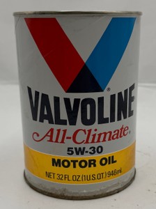 Vintage Valvoline All-Climate SAE 5W-30 Motor Oil 1 Quart Metal Can